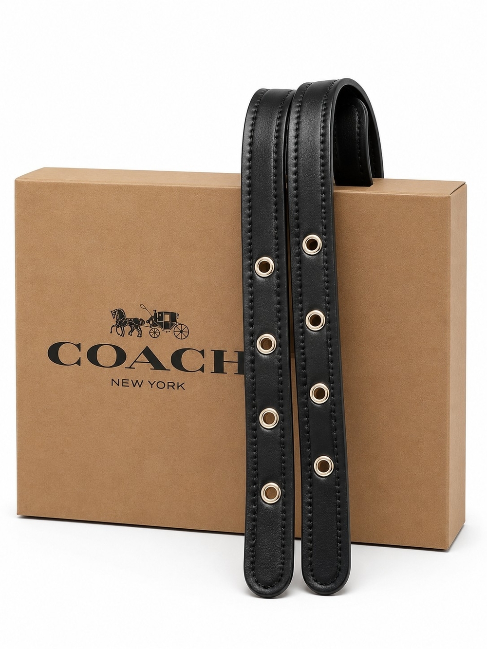 Vintage Coach Black Leather Replacement Strap For Rambler/Legacy Nickel Grommets